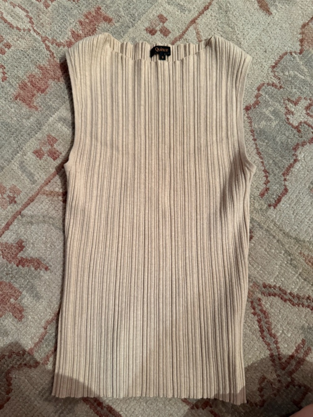 Quince Ribbed Sleeveless Tank in Beige